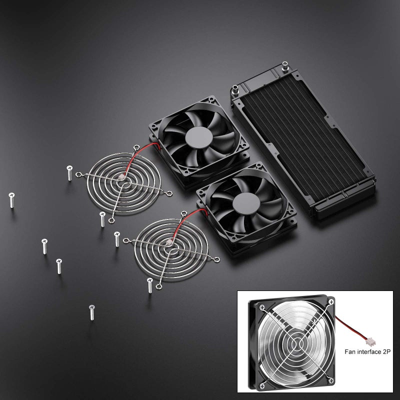 Clyxgs Water Cooling Radiator, 12 Pipe Aluminum Heat Exchanger Radiator with Fan for PC CPU Computer Water Cool System DC12V 240mm Black - Image 5